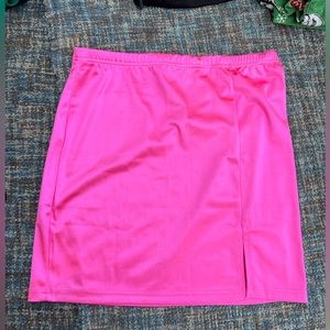 Hot pink satin bodycon skirt